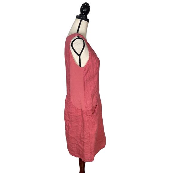 Lungo L'arnoPink 100% Linen Soutache Neck Dress     Size: M - Picture 4 of 6